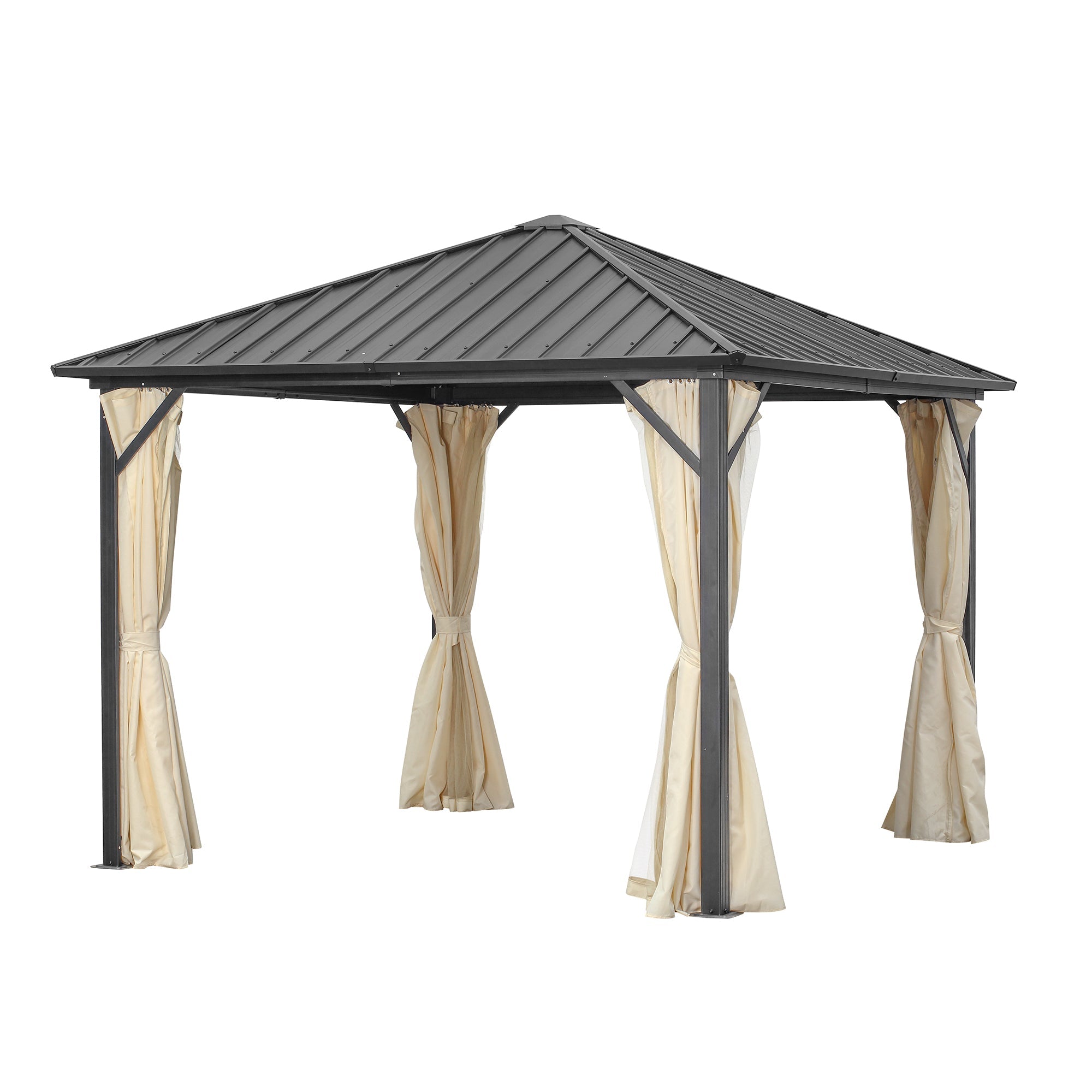 Ainfox 10*10 Ft Outdoor Gazebo With Mosquito, Single-layer top Iron Patio Gazebo