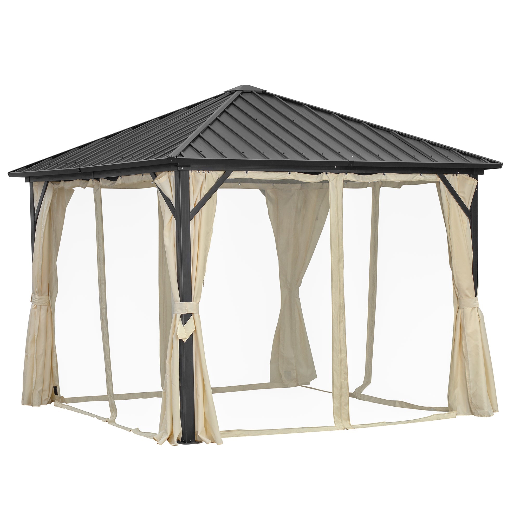 Ainfox 10*10 Ft Outdoor Gazebo With Mosquito, Single-layer top Iron Patio Gazebo