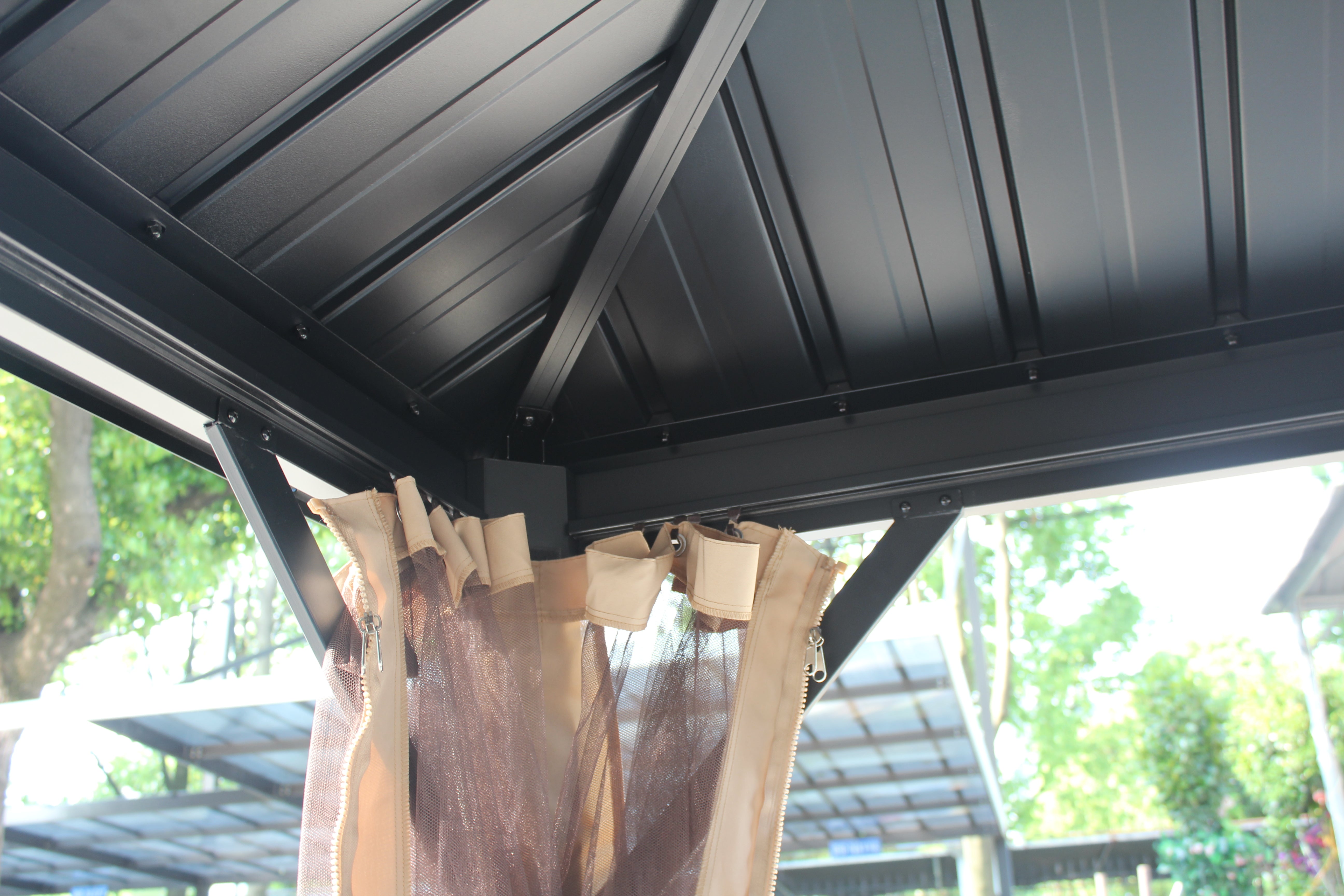 Ainfox 10*12 Double Roof Iron Gazebo,With Classic Thin Mosquito