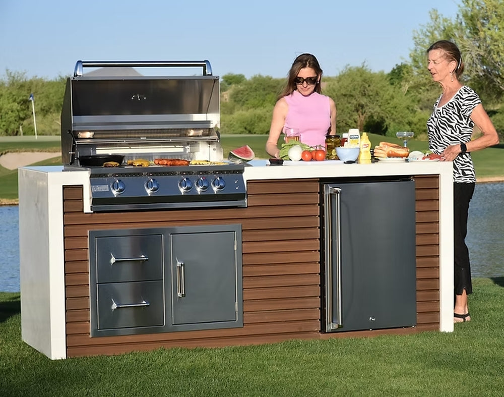 KoKoMo Professional Shiplap Outdoor Kitchen - KoKoMo Grill With Waterfall Edge