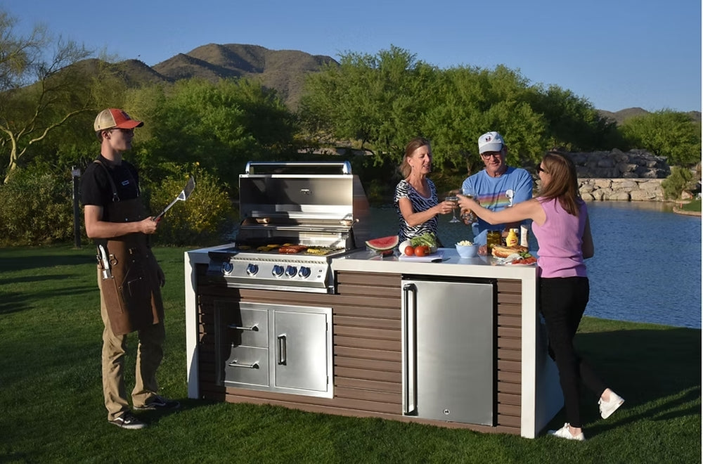 KoKoMo Professional Shiplap Outdoor Kitchen - KoKoMo Grill With Waterfall Edge