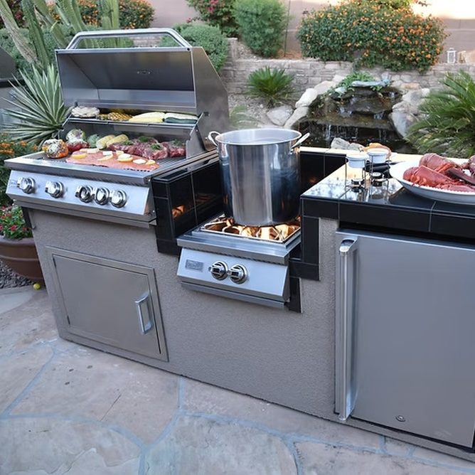 KoKoMo Power Burner 4-Burner 32" Built-In BBQ Grill Island Kitchen Package