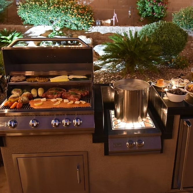 KoKoMo Power Burner 4-Burner 32" Built-In BBQ Grill Island Kitchen Package