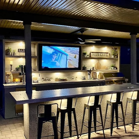 KoKoMo Fantasy Island 20' x 20' Luxury BBQ Entertainment Pavilion with 70" TV