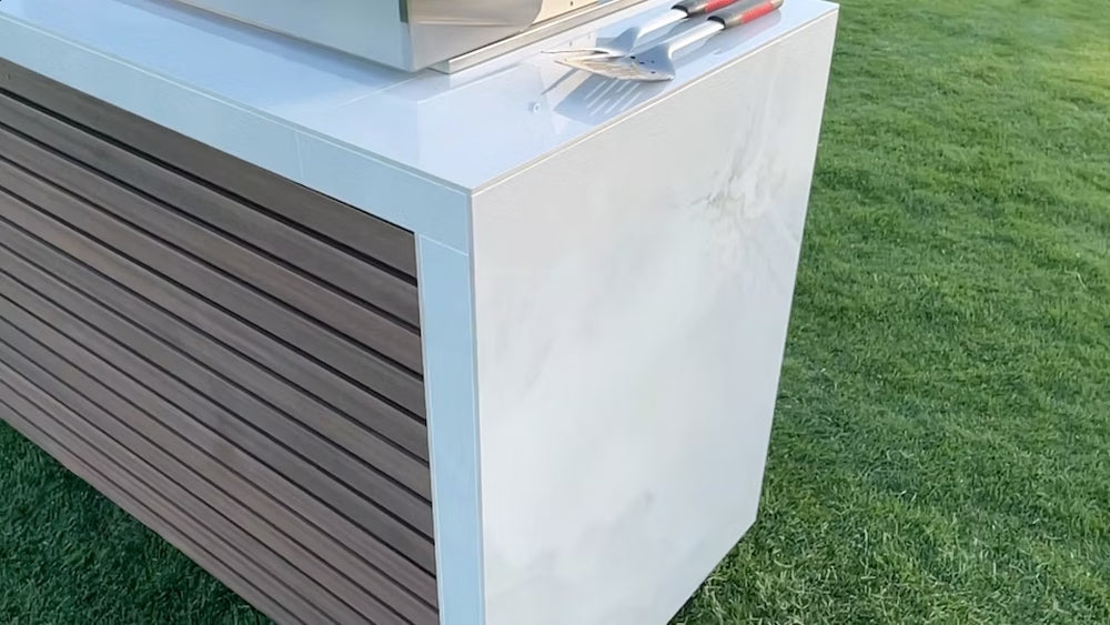 KoKoMo Professional Shiplap Outdoor Kitchen - KoKoMo Grill With Waterfall Edge