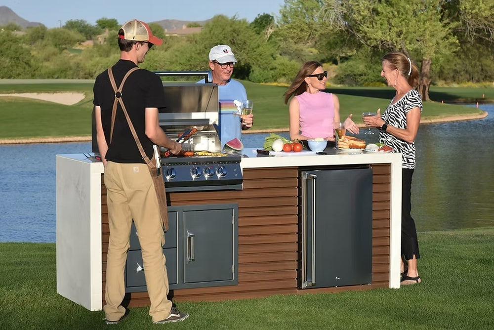 KoKoMo Professional Shiplap Outdoor Kitchen - KoKoMo Grill With Waterfall Edge