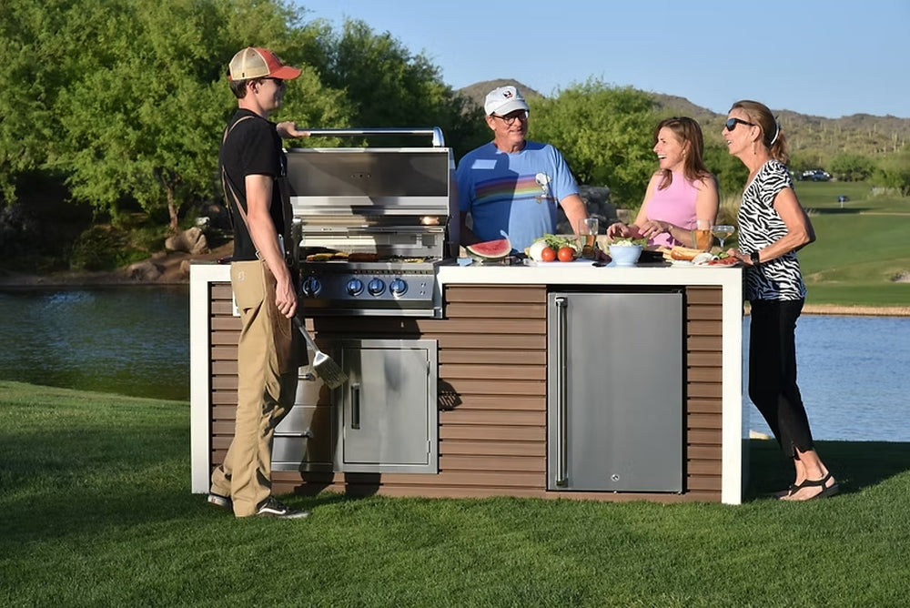 KoKoMo Professional Shiplap Outdoor Kitchen - KoKoMo Grill With Waterfall Edge