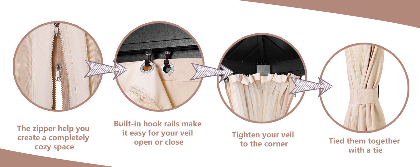 Ainfox 12*16 Ft Patio Gabezo Outdoor Canopy with Mosquito with 2200 lbs weight capacity of snow