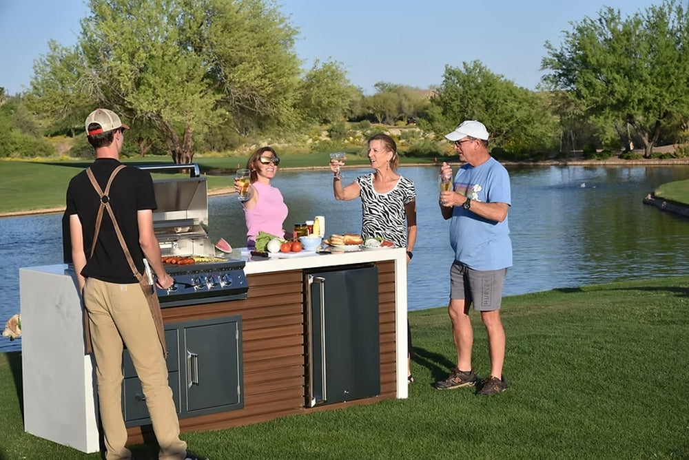 KoKoMo Professional Shiplap Outdoor Kitchen - KoKoMo Grill With Waterfall Edge
