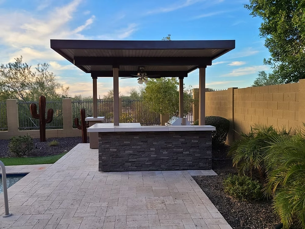 KoKoMo Aruba BBQ Island with 12' x 12' Aluminum Pergola