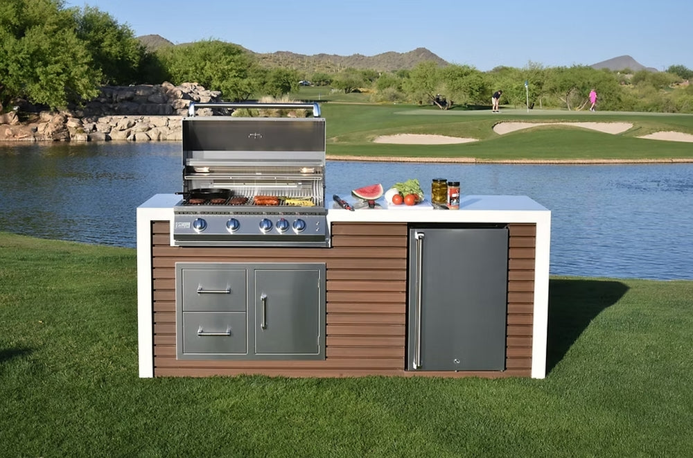 KoKoMo Professional Shiplap Outdoor Kitchen - KoKoMo Grill With Waterfall Edge