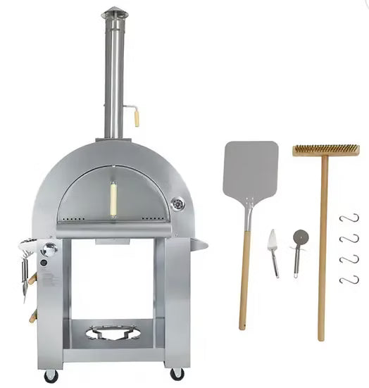 KoKoMo 32" Dual Fuel Gas or Wood Fired Stainless Steel Pizza Oven